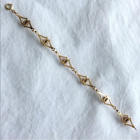 14K GOLD NATURAL UNTREATED AFRICAN AMETHYST VINTAGE LINK BRACELET - Picture 6 of 7